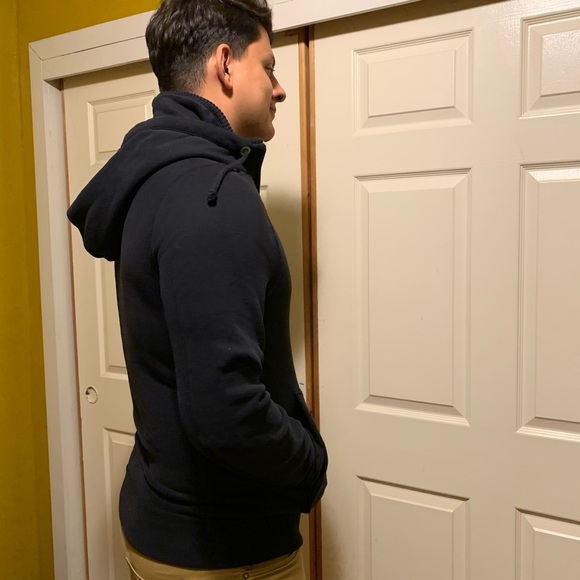 Hollister Navy Blue jacket with double neck zipper - Picture 3 of 8